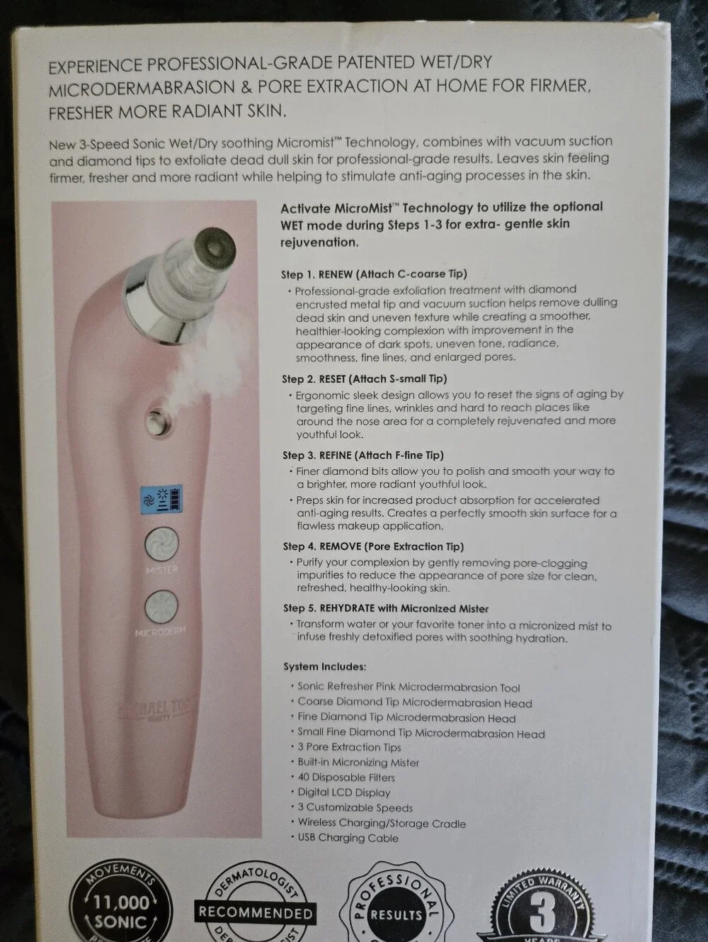 MICHAEL TODD Beauty Sonic Refresher Microderm + Pore Extraction - Pink